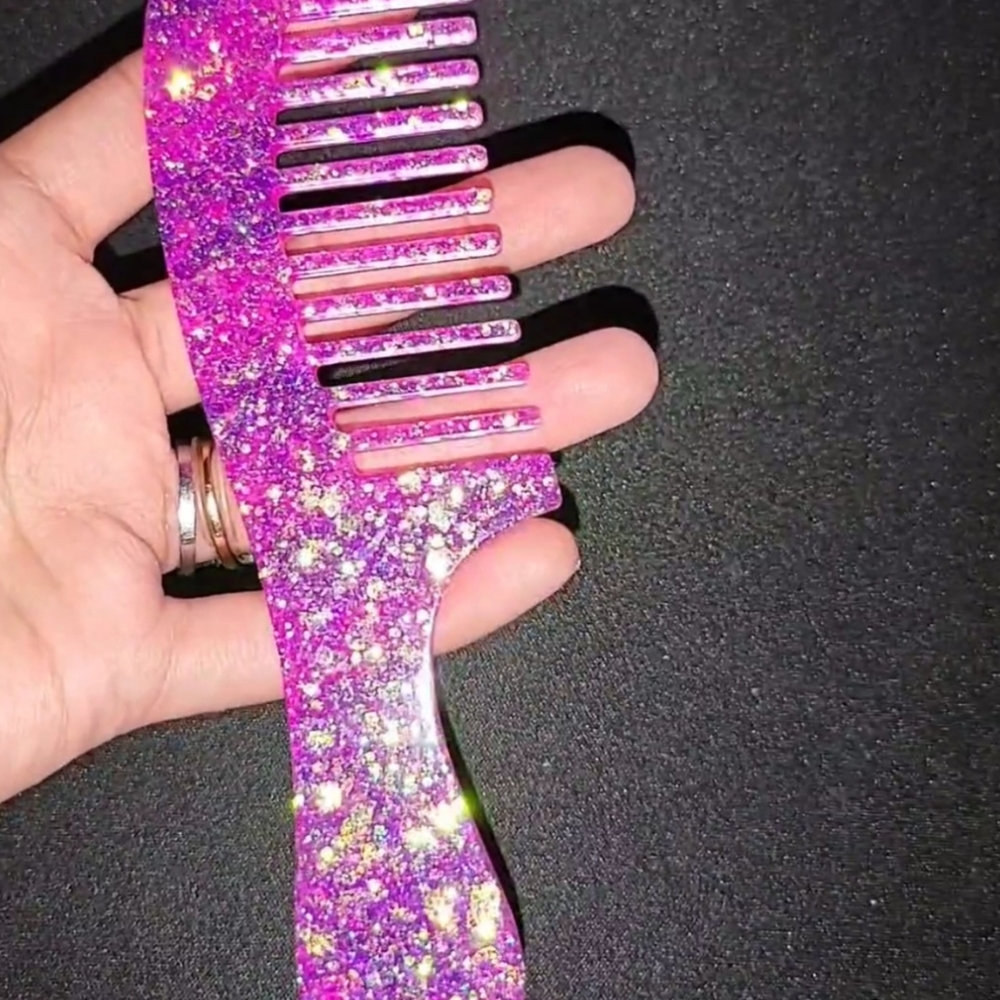 Pink Glitter Hair Comb